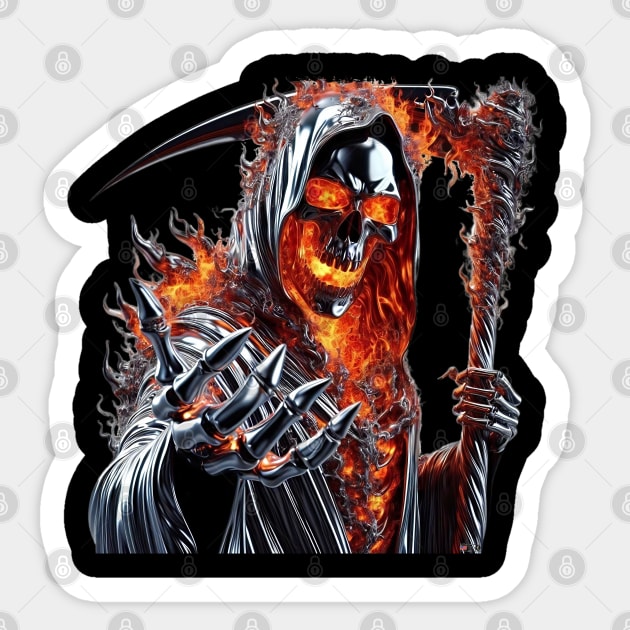 Flaming Reaper Sticker by Darn Doggie Club by focusln